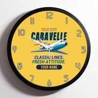 Thumbnail for Sud Aviation Caravelle III - Cartoon + Name - Framed - Yellow