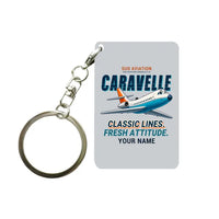 Thumbnail for Sud Aviation Caravelle III - Cartoon + Name - Key Chain - Light Gray