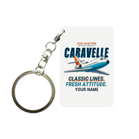 Thumbnail for Sud Aviation Caravelle III - Cartoon + Name - Key Chain - White