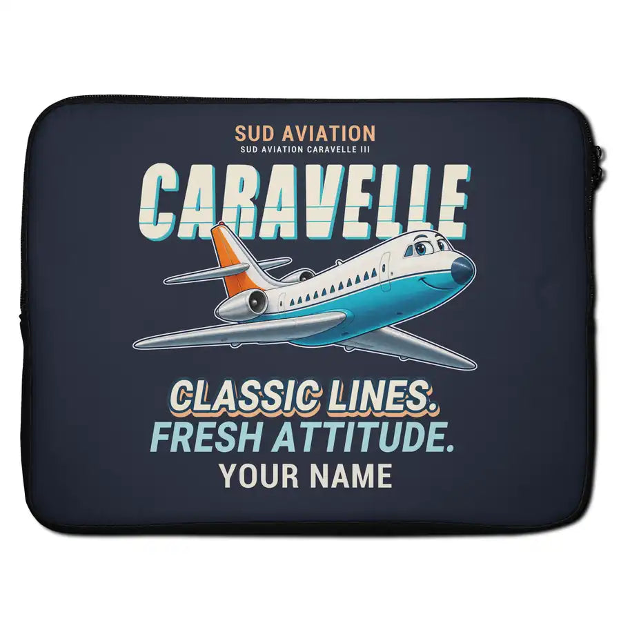Sud Aviation Caravelle III - Cartoon + Name - Laptop Sleeve
