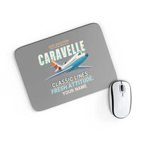 Thumbnail for Sud Aviation Caravelle III - Cartoon + Name - Mouse Pad - Gray