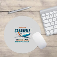 Thumbnail for Sud Aviation Caravelle III - Cartoon - Round Mouse Pad - Light Gray