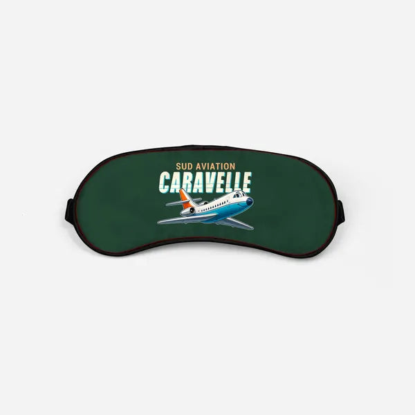 Sud Aviation Caravelle III - Cartoon - Sleep Mask - Dark Green