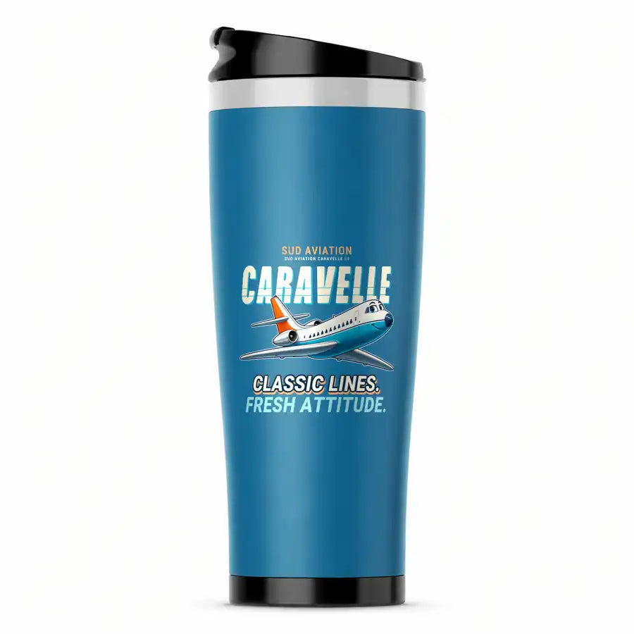 Sud Aviation Caravelle III - Cartoon - Stainless Steel (No Holder) - Light Blue