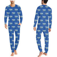 Thumbnail for Sud Aviation Caravelle III - Men Pajamas - Cartoon Pattern - Blue