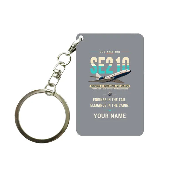 Sud Aviation Caravelle III - Original + Name - Key Chain - Gray