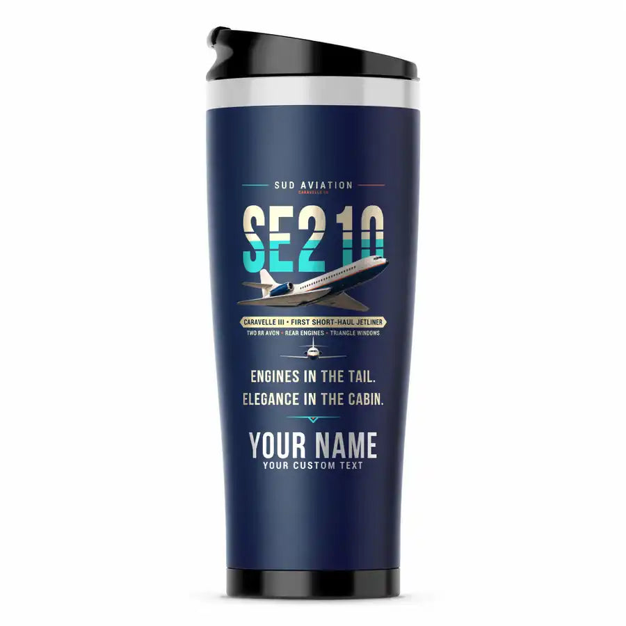 Sud Aviation Caravelle III - Original + Name - Stainless Steel (No Holder) - Dark Blue
