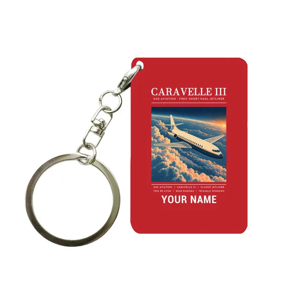 Sud Aviation Caravelle III - Poster + Name - Key Chain - Red