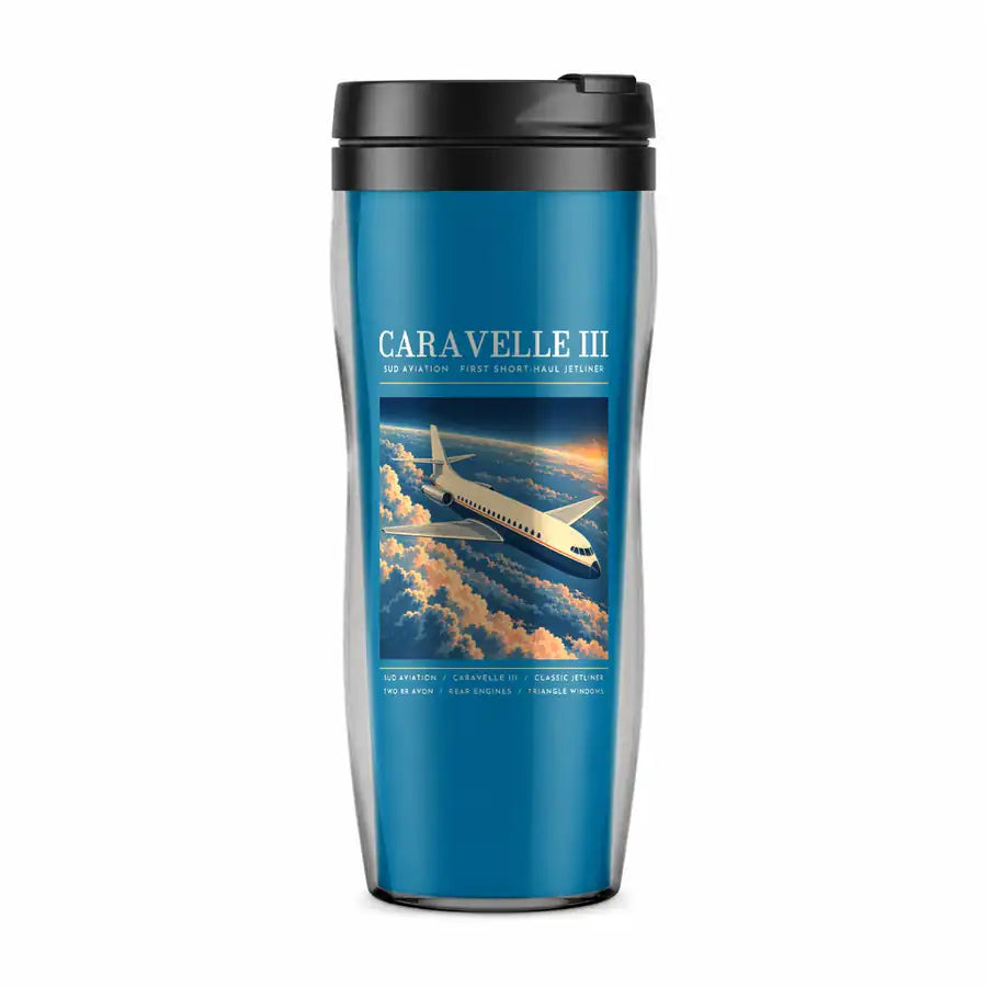 Sud Aviation Caravelle III - Poster - Plastic (No Holder) - Light Blue