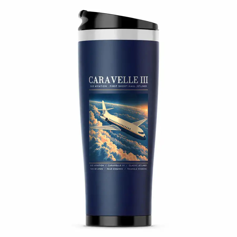 Sud Aviation Caravelle III - Poster - Stainless Steel (No Holder) - Dark Blue