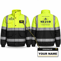 Thumbnail for Sud Aviation Caravelle III Reflective Winter Jackets - Heritage + Name - Fluorescent Yellow & Navy