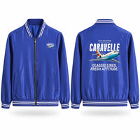 Thumbnail for Sud Aviation Caravelle III Stylish Jackets - Baseball Collar - Cartoon - Royal Blue