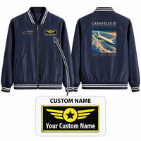Thumbnail for Sud Aviation Caravelle III Stylish Jackets - Baseball Collar - Poster + Name - Navy Blue