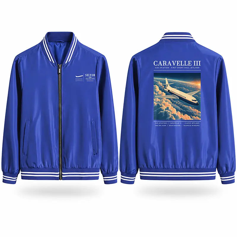 Sud Aviation Caravelle III Stylish Jackets - Baseball Collar - Poster - Royal Blue