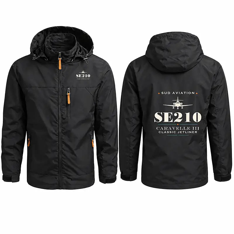 Sud Aviation Caravelle III Stylish Jackets - Hooded Windbreaker - Heritage - Black