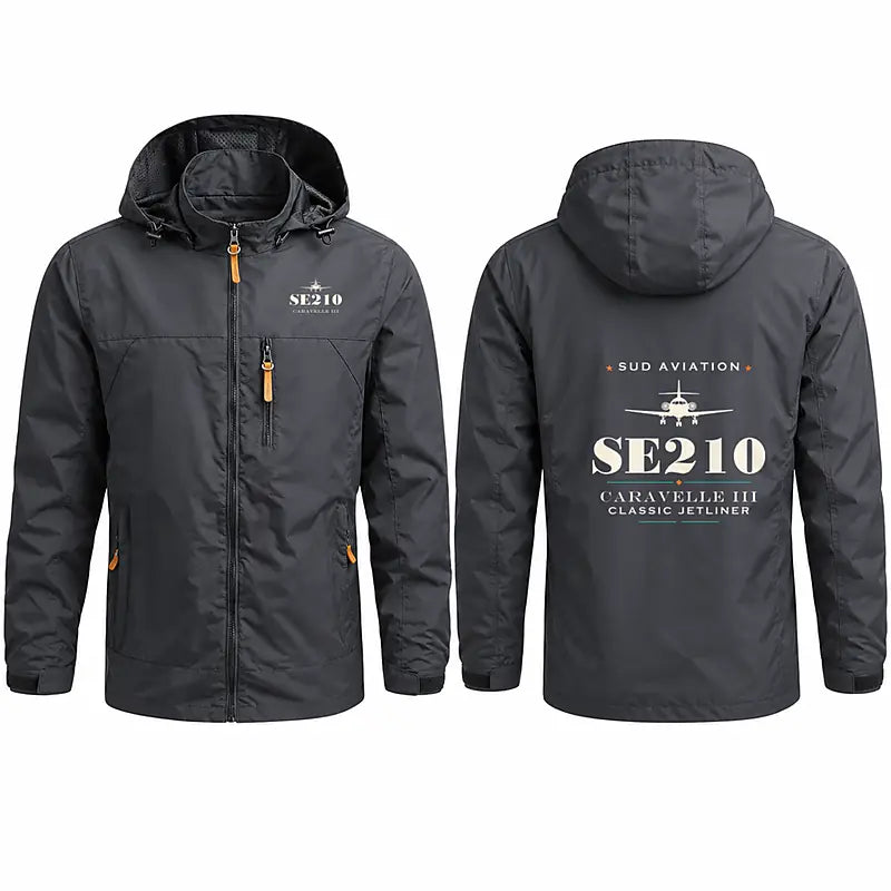 Sud Aviation Caravelle III Stylish Jackets - Hooded Windbreaker - Heritage - Charcoal
