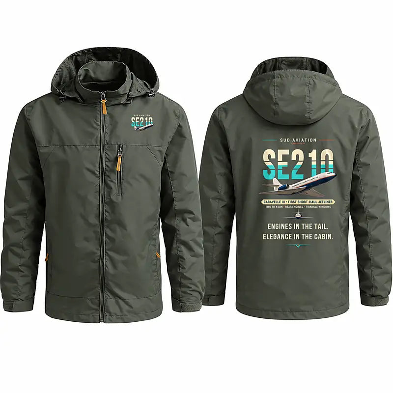 Sud Aviation Caravelle III Stylish Jackets - Hooded Windbreaker - Original - Olive Green