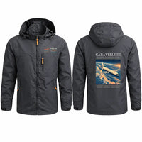 Thumbnail for Sud Aviation Caravelle III Stylish Jackets - Hooded Windbreaker - Poster - Charcoal