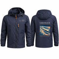 Thumbnail for Sud Aviation Caravelle III Stylish Jackets - Hooded Windbreaker - Poster - Navy Blue