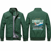 Thumbnail for Sud Aviation Caravelle III Stylish Jackets - Stand Collar - Cartoon - Green