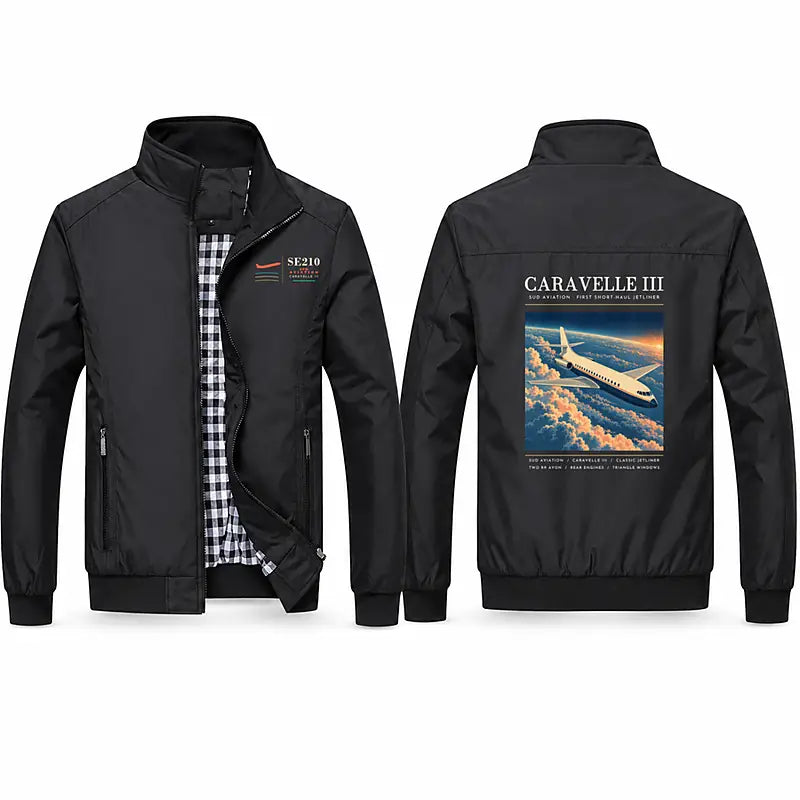 Sud Aviation Caravelle III Stylish Jackets - Stand Collar - Poster - Black