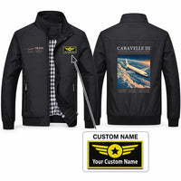 Thumbnail for Sud Aviation Caravelle III Stylish Jackets - Stand Collar - Poster + Name - Black