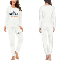 Thumbnail for Sud Aviation Caravelle III - Women Pajamas - Heritage Chest + Name - White