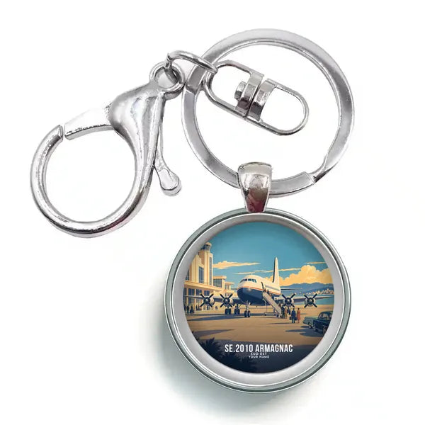 Sud-Est SE.2010 Armagnac - 3D + Name - Circle Key Chain - Full Print