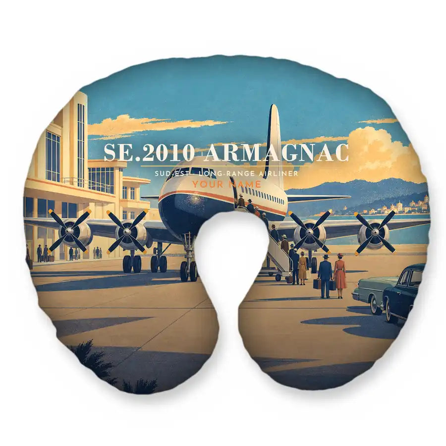 Sud-Est SE.2010 Armagnac - 3D + Name - Travel Pillow