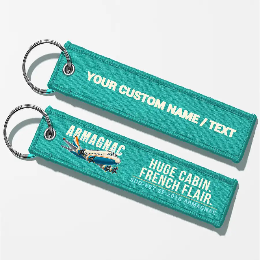Sud-Est SE.2010 Armagnac Aviator Key Chains - Turquoise - Cartoon - Personalized
