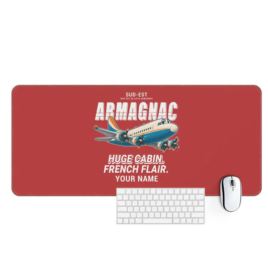 Sud-Est SE.2010 Armagnac - Cartoon + Name - Desk Mat - Red