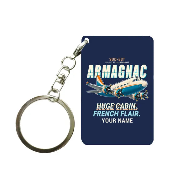 Sud-Est SE.2010 Armagnac - Cartoon + Name - Key Chain - Navy Blue
