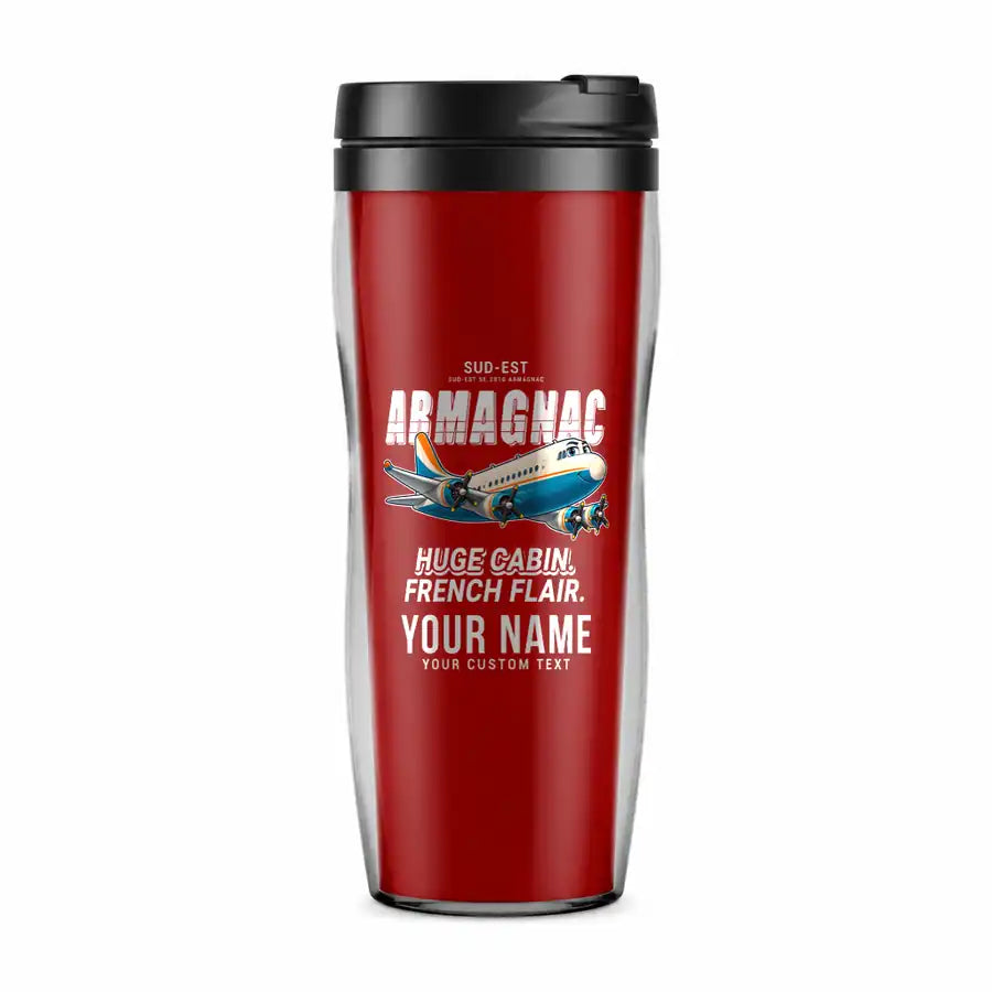 Sud-Est SE.2010 Armagnac - Cartoon + Name - Plastic (No Holder) - Red