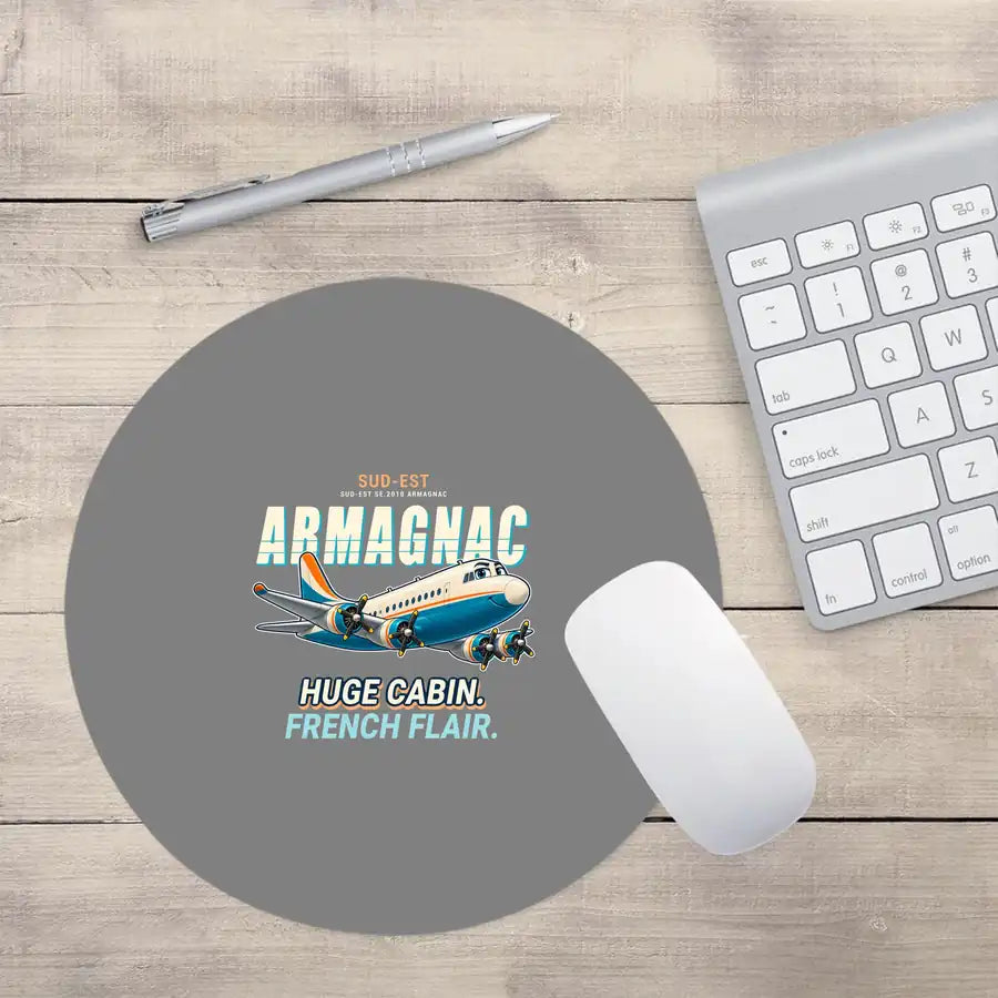Sud-Est SE.2010 Armagnac - Cartoon - Round Mouse Pad - Gray