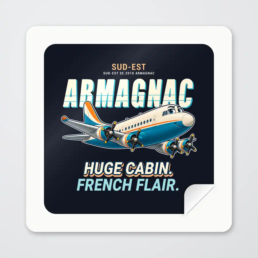 Sud-Est SE.2010 Armagnac - Cartoon - Square Sticker - Peel