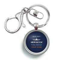 Thumbnail for Sud-Est SE.2010 Armagnac - Heritage + Name - Circle Key Chain - Navy Blue