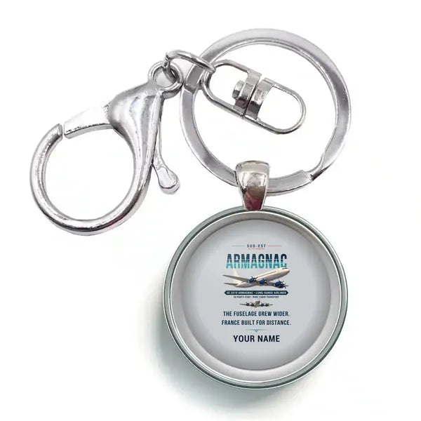 Sud-Est SE.2010 Armagnac - Original + Name - Circle Key Chain - Light Gray
