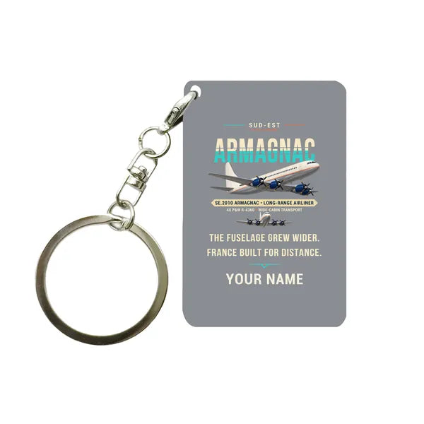 Sud-Est SE.2010 Armagnac - Original + Name - Key Chain - Gray