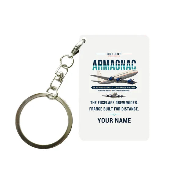 Sud-Est SE.2010 Armagnac - Original + Name - Key Chain - White