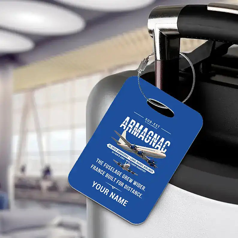 Sud-Est SE.2010 Armagnac - Original + Name - Luggage Tag - Blue