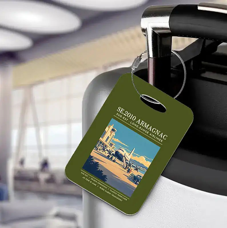 Sud-Est SE.2010 Armagnac - Poster - Luggage Tag - Green Army