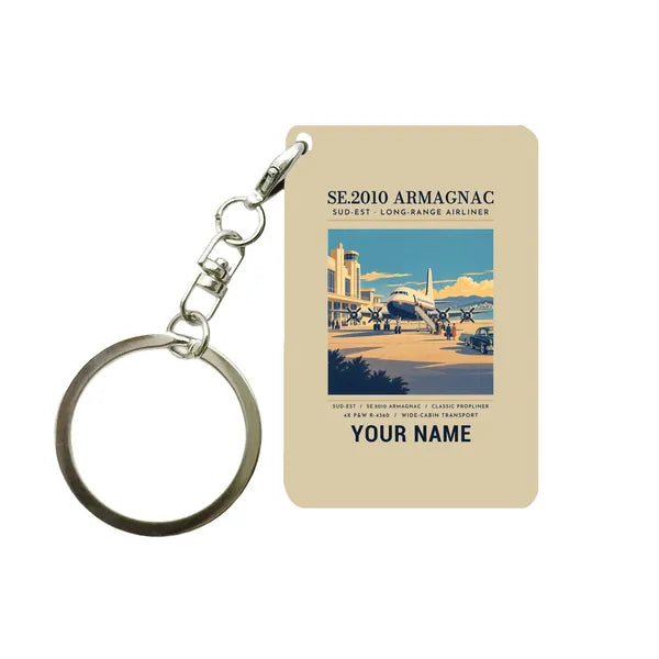 Sud-Est SE.2010 Armagnac - Poster + Name - Key Chain - Beige