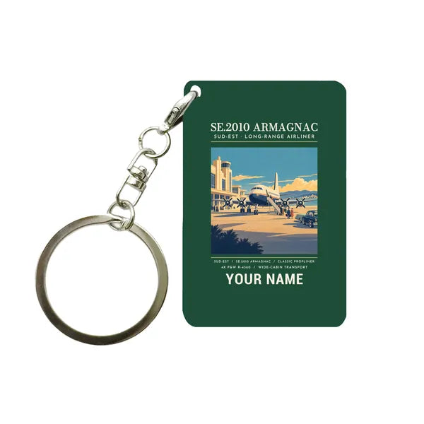Sud-Est SE.2010 Armagnac - Poster + Name - Key Chain - Dark Green