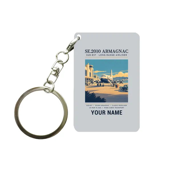 Sud-Est SE.2010 Armagnac - Poster + Name - Key Chain - Light Gray