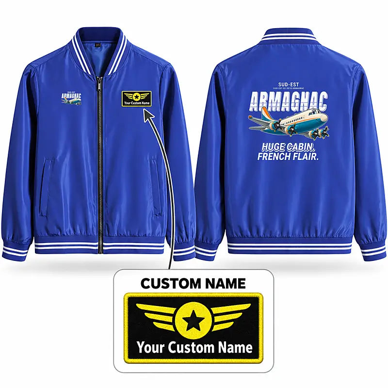 Sud-Est SE.2010 Armagnac Stylish Jackets - Baseball Collar - Cartoon + Name - Royal Blue