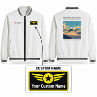 Thumbnail for Sud-Est SE.2010 Armagnac Stylish Jackets - Baseball Collar - Poster + Name - White