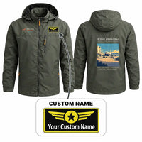 Thumbnail for Sud-Est SE.2010 Armagnac Stylish Jackets - Hooded Windbreaker - Poster + Name - Olive Green