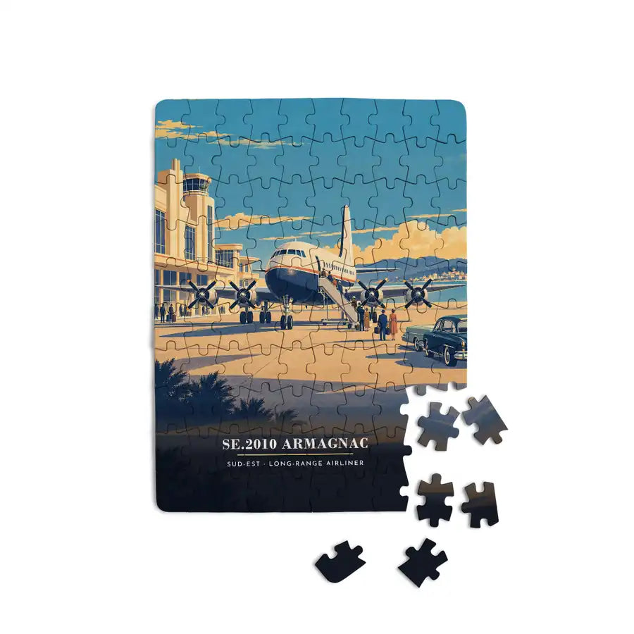Sud-Est SE.2010 Armagnac - Vertical + Text - Canvas Puzzle