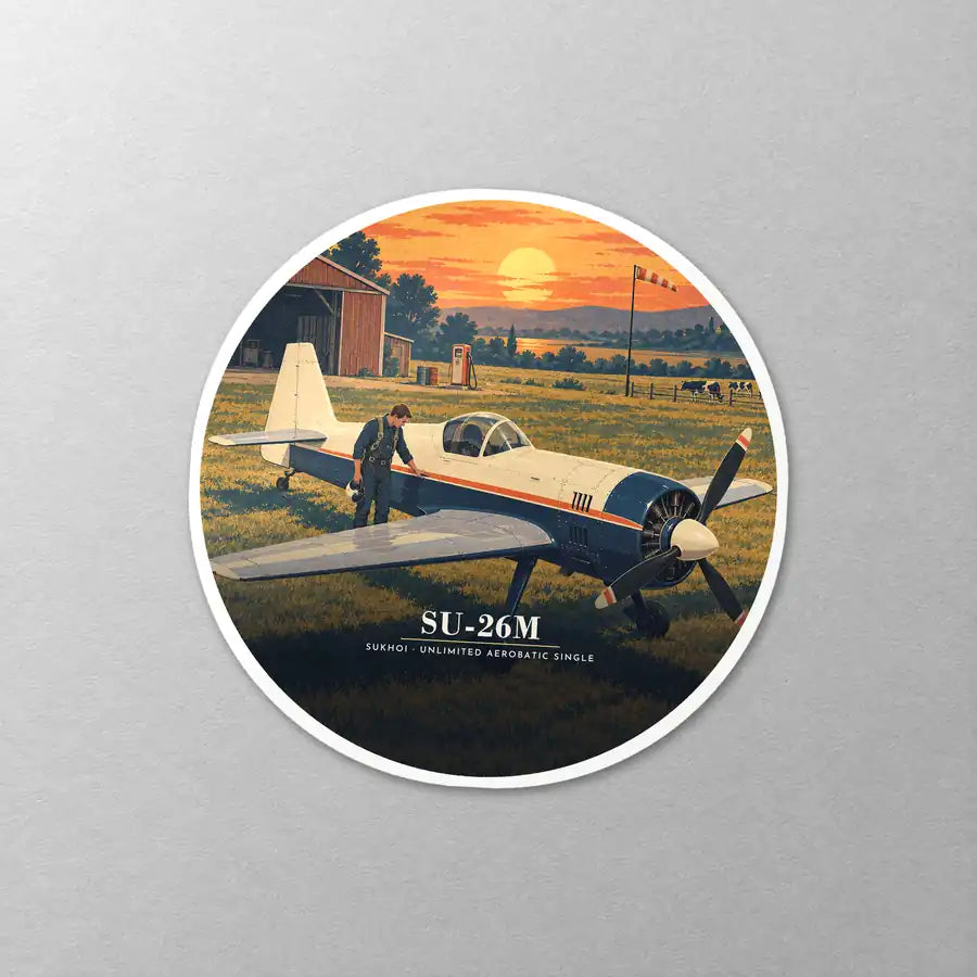 Sukhoi Su-26M - 3D - Circle Sticker - Close-up