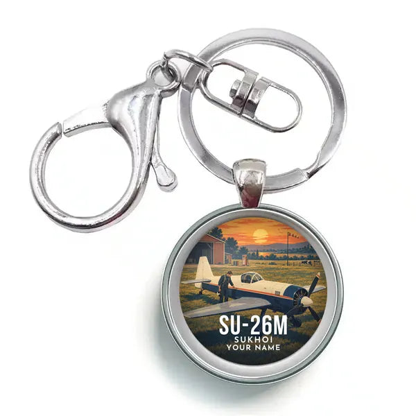 Sukhoi Su-26M - 3D + Name - Circle Key Chain - Full Print